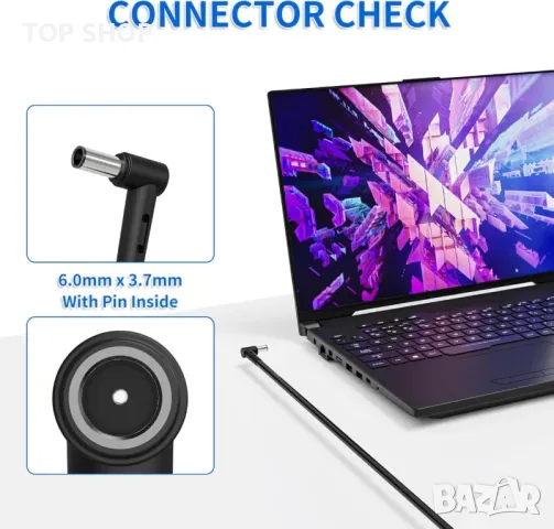 200W зарядно за лаптоп Asus Rog Strix G15 G17 Rog Zephyrus G16 Asus TUF Gaming F17 F15,20V/10A, снимка 3 - Друга електроника - 49731192
