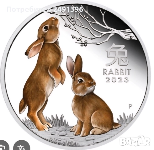 1 oz, Цветен лунар, 2023, Година на заека