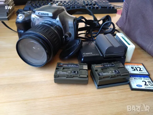 фото Canon EOS 300d + ef-s 18-55, 3 батерии+зарядно, 2 карти, чанта, снимка 2 - Фотоапарати - 49824824