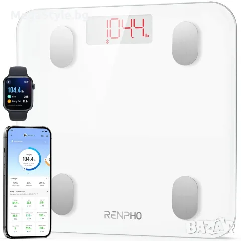 Смарт кантар за телесна маса RENPHO Elis 1 – Bluetooth, 13 биометрични показателя, Бял, снимка 2 - Електронни везни - 55816569