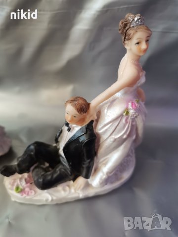 Сватбена фигурка на младоженци за връх на сватбена торта ТОПЕР, снимка 3 - Декорация - 30280272