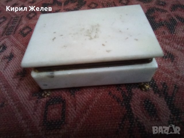 Кутия за бижута стара мраморна с бронзови крачета 43735, снимка 2 - Колекции - 44448881