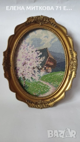 Стар гоблен в барокова рамка остъклен