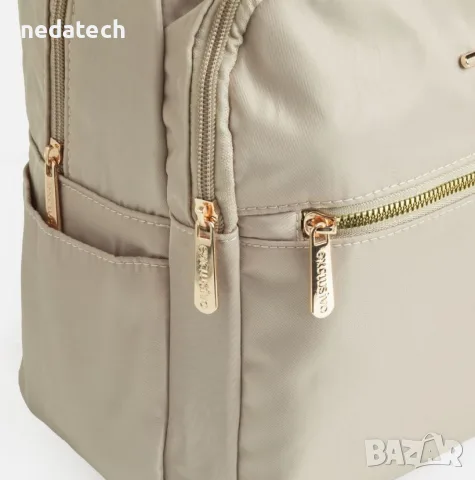 Дамска раница backpack бежова найлонова, 28x14x37cm, снимка 2 - Раници - 55977997