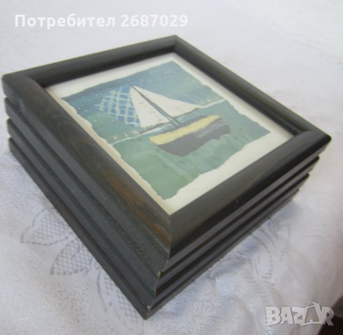 4 бр картини Морски пейзаж, кораб лодка, снимка 9 - Декорация за дома - 31103720