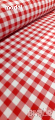 Плат за покривки,червено, синьо, каре