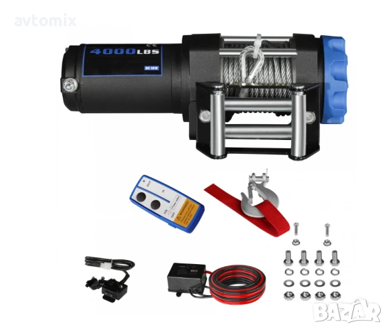 Електрическа лебедка 4000LBS 1820кг 12V с дистанционно за теглене на автомобили джипове пътна помощ 