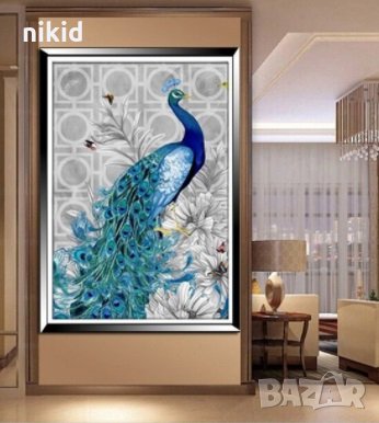 Паун 5D диамантен гоблен картина мозайка за направа по схема с камъчета