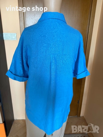 Ленени ризи с къс ръкав в синята гама, снимка 5 - Ризи - 53955451
