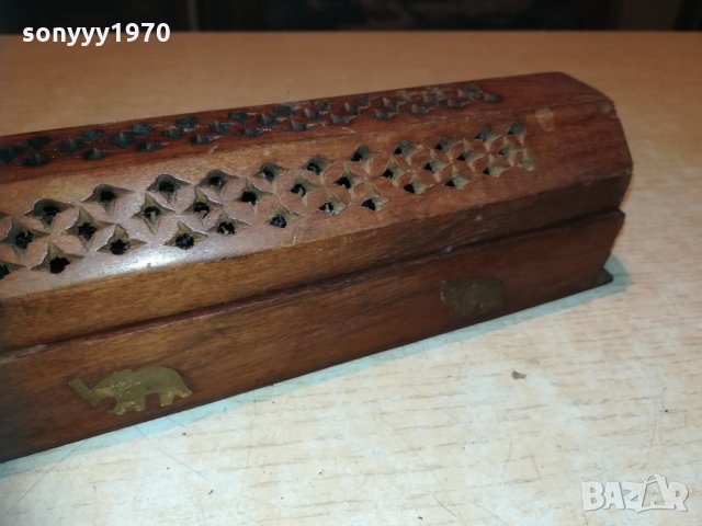 дървена кутия с златни слончета 0611201919, снимка 3 - Колекции - 30699659