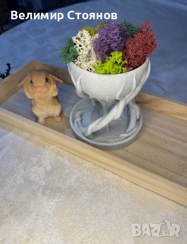 🌿 Артистична 3D Кашпа „Горски дух“ със Скандинавски Мъх (Premium Quality)