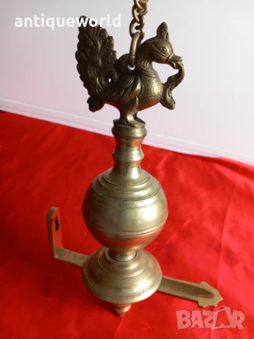 Рядка Голяма Стара Бронзова МАСЛЕНА Лампа, снимка 3 - Антикварни и старинни предмети - 51211604