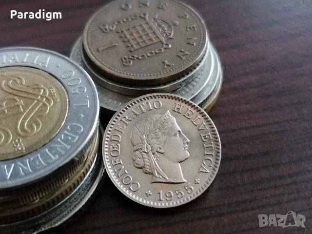 Монета - Швейцария - 5 рапен | 1955г., снимка 2 - Нумизматика и бонистика - 35186344