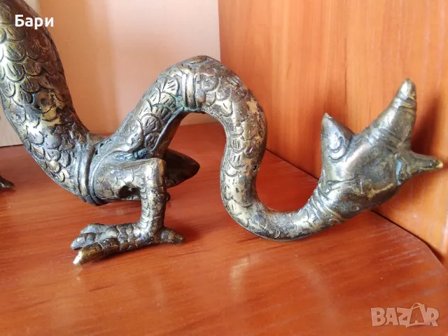 ВЕЛИКОЛЕПНА СТАРА БРОНЗОВА СКУЛПТУРА НА АЗИАТСКИ ДРАКОН, снимка 10 - Колекции - 47783398