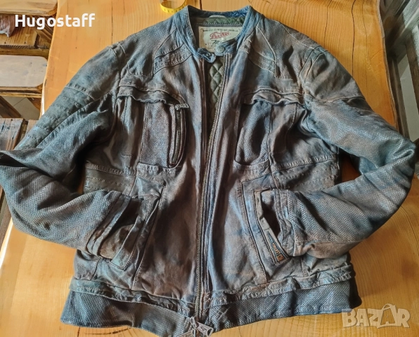 Мъжко Винтидж Cafe Racer Mesh кожено яке MCS Marlboro Classics Л, снимка 3 - Якета - 52484593