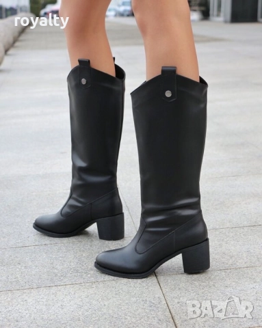 Ботуши на ток - черна кожа, снимка 3 - Дамски ботуши - 52003537