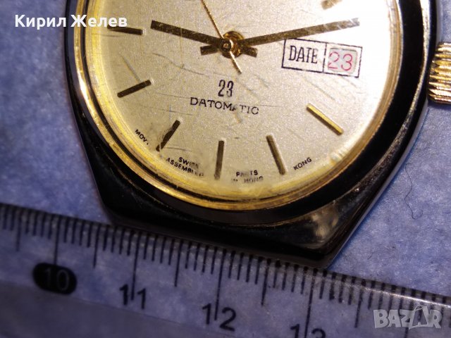 RIVINGTON ELECTRA 23 DATOMATIC МАРКОВ ПОЗЛАТЕН МЕХАНИЧЕН ЧАСОВНИК РАБОТЕЩ ХОНГ КОНГ ШВЕЙЦАРИЯ 37123, снимка 8 - Мъжки - 40197980