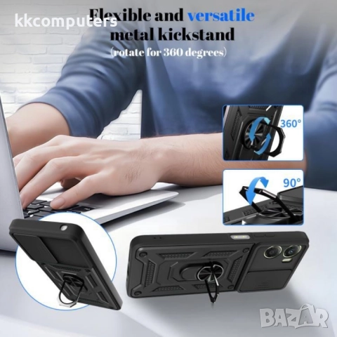 Магнитен калъф Ring Holder за Motorola Moto G06 4G / Moto G06 Power 4G- PC +TPU, Капак за камерата, , снимка 13 - Калъфи, кейсове - 52725903