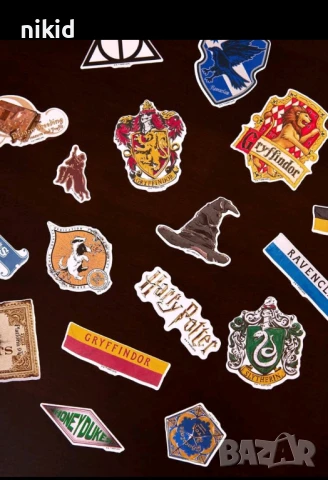 2 вид 50 бр Хари Потър harry potter самозалепващи лепенки стикери за украса декор картонена торта, снимка 6 - Други - 30925623