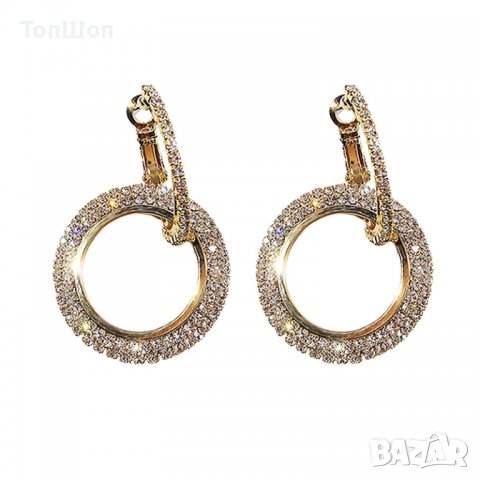 Стилни дамски обеци с кристали, снимка 3 - Обеци - 24542059