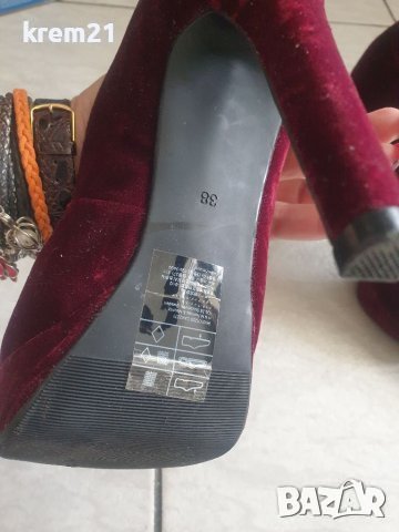 H&M високи дамски обувки бордо 38номер, снимка 3 - Дамски обувки на ток - 42107611