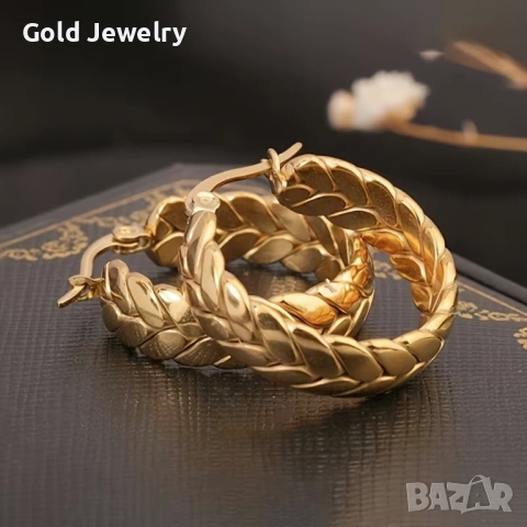 Хипоалергени обеци от медицинско злато, снимка 5 - Обеци - 53060830