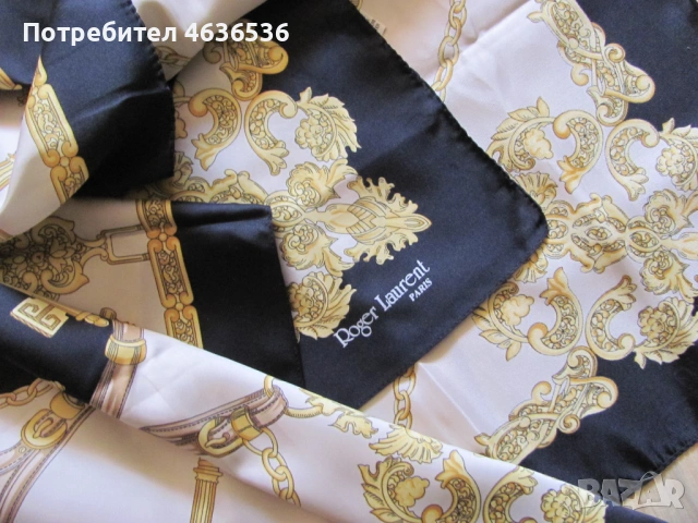 Винтидж Дамски шал Roger Laurent PARIS , 85х85см., снимка 7 - Шалове - 53258700