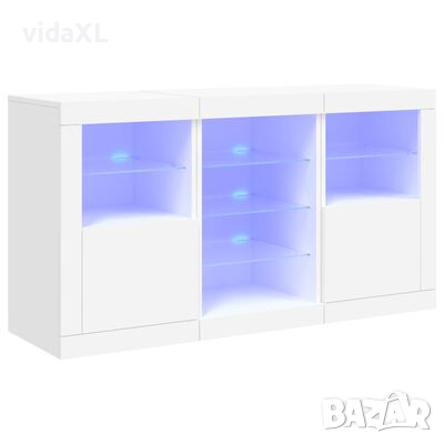 vidaXL Сайдборд с LED светлини, бял, 123x37x67 см（SKU:3209079, снимка 1 - Закачалки - 44693145