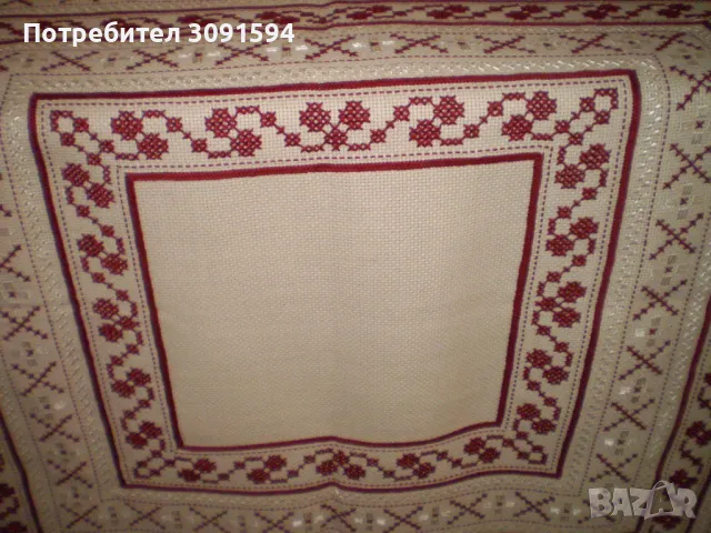 Памучна покривка ръчна бродерия с копринени и памучни конци, снимка 2 - Покривки за маси - 49448864