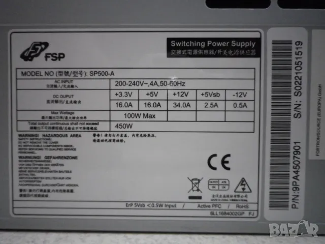 Ново захранване за компютър FSP  Fortron 450W, снимка 3 - Захранвания и кутии - 48455052