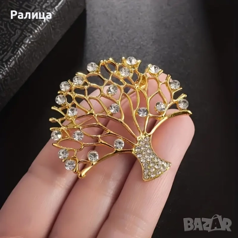 Нова брошка "Дървото на живота" с камъни тип "Сваровски", снимка 4 - Колиета, медальони, синджири - 51788393