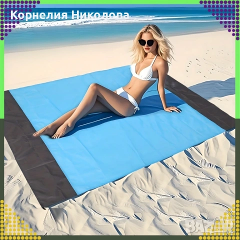 Голямо водоустойчиво плажно одеяло - Постелка за пикник подходяща за цялото семейство, 210 x 200 см, снимка 5 - Други - 54189565