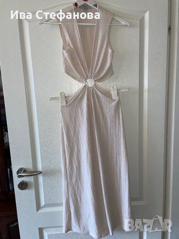 Уникална рокля ASOS Asos рязана в талията кръста еластична елегантна дълга телесна бежова , снимка 4 - Рокли - 40339667