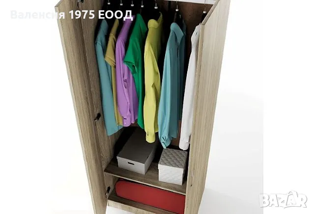 Двукрил гардероб Сити 1001 сонома, орех или комбинация бяло/ арвен, снимка 3 - Гардероби - 18797137