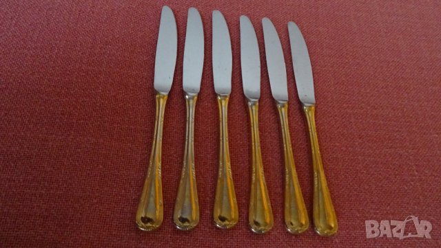 Solingen KUPPELS BESTECK , 18/10 HARTVER GOLDET 23/24 KARAT комплект 6 бр ножове с позлата, снимка 4 - Прибори за хранене, готвене и сервиране - 31142102