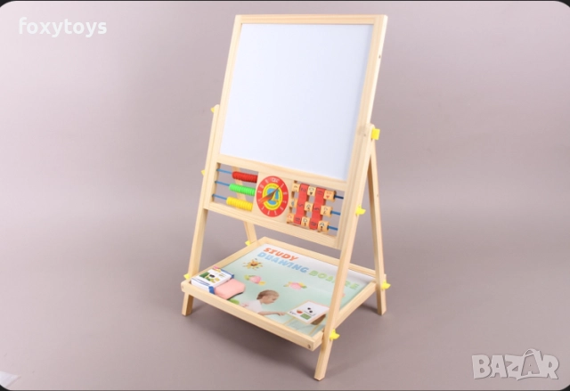 Двустранна дървена магнитна дъска с българската азбука, цифри - 66 см., снимка 2 - Образователни игри - 52432334