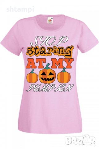 Дамска тениска Stop Staring At My Pumpkin 3,Halloween,Хелоуин,Празник,Забавление,Изненада,Обичаи,, снимка 10 - Тениски - 38144160