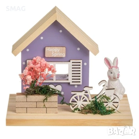 Великденска настолна дървена декоративна къща, 15x10x13 см_1248349, снимка 3 - Декорация за дома - 54226688