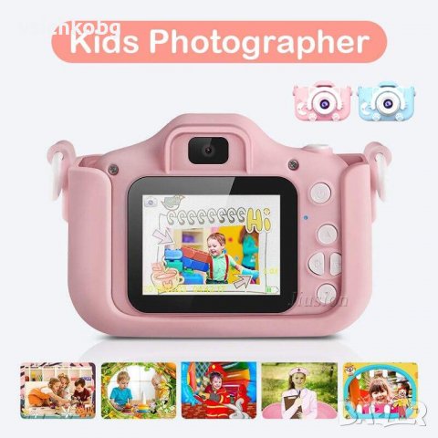 Детски фотоапарат за деца от 3 до 10 години, 1080P, Eкран 2 инча, Видео, Защита от падане