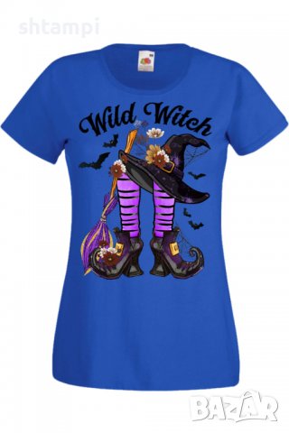 Дамска тениска Wild Witch,Halloween,Хелоуин,Празник,Забавление,Изненада,Обичаи,, снимка 3 - Тениски - 38154617