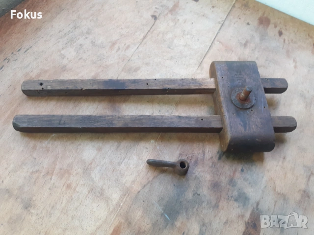 Стар антикварен измервателен дърводелски инструмент примитив, снимка 5 - Антикварни и старинни предмети - 54282583