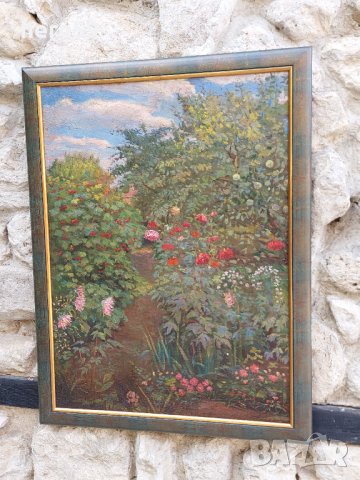 Маслена картина-В градината(В саду)художник-Орлик Леонтий Иванович 1936 - 2012 г., снимка 5 - Картини - 37879371