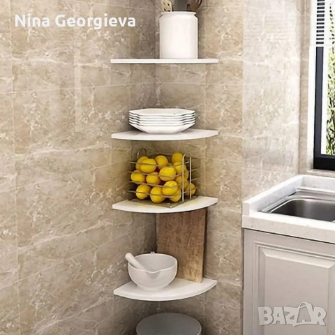 Комплект от 4 ъглови стенни рафта за съхранение – PVC, снимка 3 - Други стоки за дома - 53884619