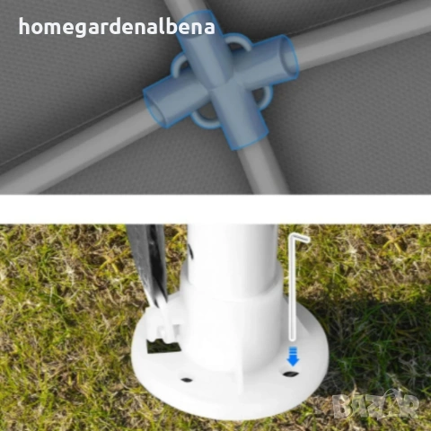 Сгъваема градинска шатра 3x3 м MalTec Sunwaal – метална рамка, водоустойчива, бързо сглобяване, снимка 4 - Градински мебели, декорация  - 54108739