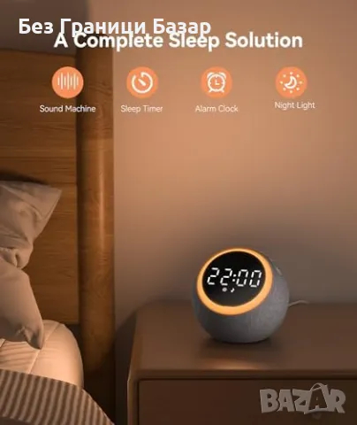 Нов уред Бял шум, будилник, нощна лампа – 25 звука, 7 мелодии за стая, снимка 2 - Други стоки за дома - 49484008