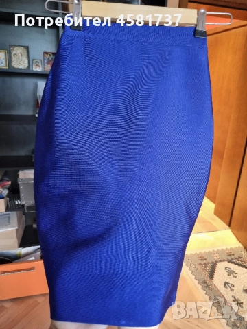 Бандажна права пола в кобалтово синьо, снимка 5 - Поли - 51799397