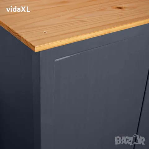 vidaXL Гардероб с 3 врати Hill сив 127x50x170 см борово дърво масив, снимка 7 - Гардероби - 56146486