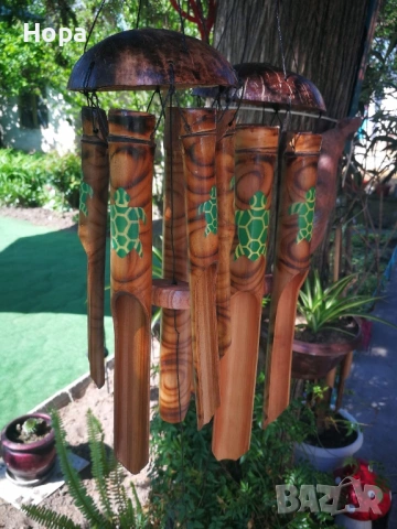Вятърен звънец от дърво и бамбук Кокос , снимка 7 - Декорация за дома - 36766670