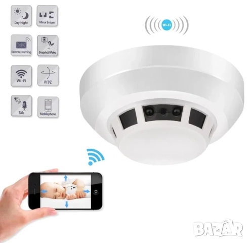 4К WiFi камера в димен детектор, скрита камера, охрана, нощно виждане, снимка 7 - HD камери - 52071278
