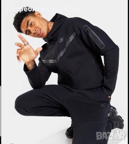 Нов мъжки черен екип Nike tech fleece, снимка 2 - Спортни дрехи, екипи - 42484751